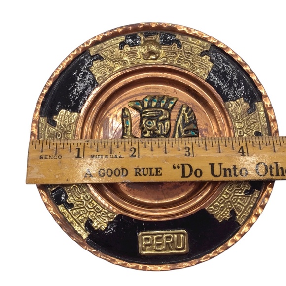 Vintage Peruvian Wall Plates – Handcrafted Copper and Brass Decorative Plates - Picture 8 of 12